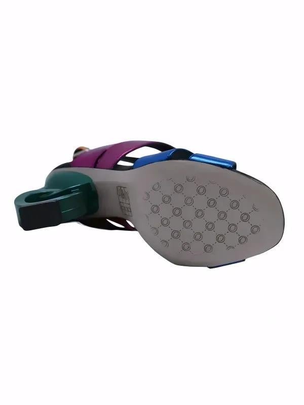 POLETTO  HAKİKİ DERİ SAX MAVI-TURUNCU-FUSYA-SIYAH Sandalet Topuklu 6564 178