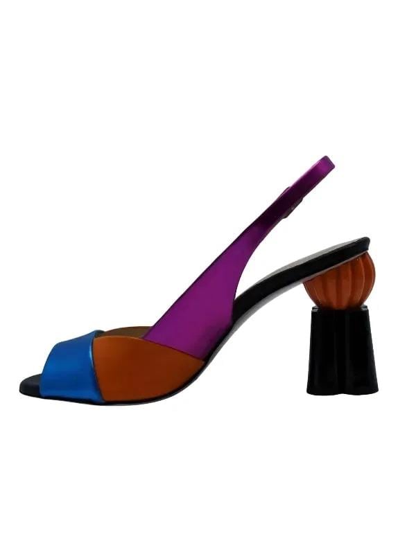 POLETTO  HAKİKİ DERİ SAX MAVI-TURUNCU-FUSYA-SIYAH Sandalet Topuklu 319 255