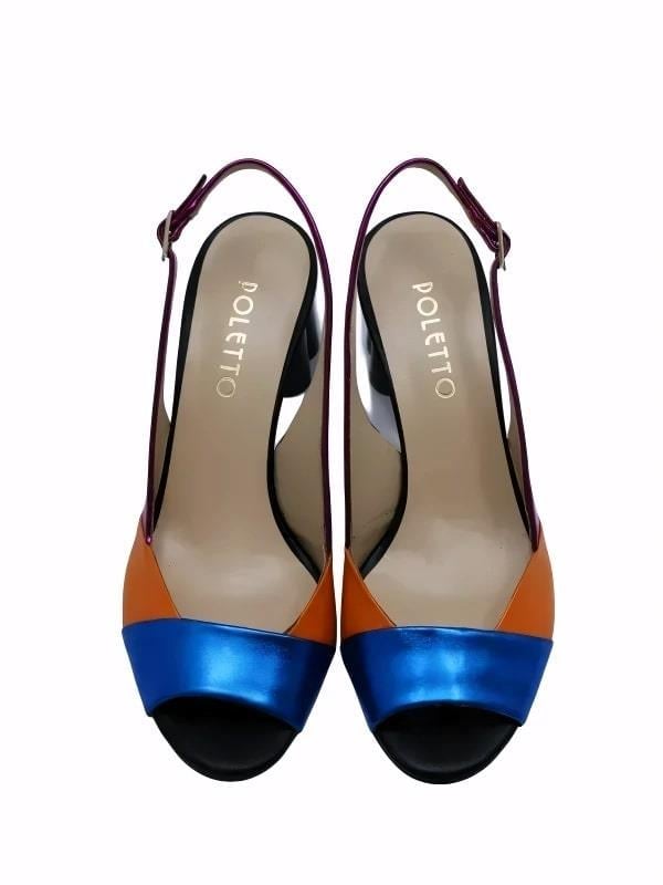 POLETTO  HAKİKİ DERİ SAX MAVI-TURUNCU-FUSYA-SIYAH Sandalet Topuklu 4183 173 V1
