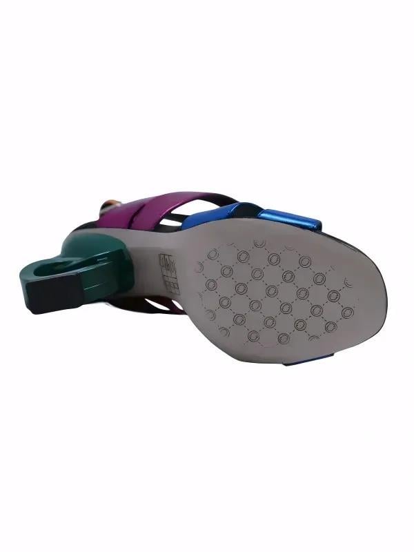 POLETTO  HAKİKİ DERİ SAX MAVI-TURUNCU-FUSYA-SIYAH Sandalet Topuklu 6564 178