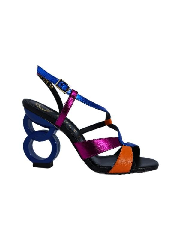 POLETTO  HAKİKİ DERİ SAX MAVI-TURUNCU-FUSYA-SIYAH Sandalet Topuklu 6564 220