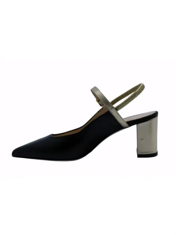 POLETTO  HAKİKİ DERİ SIYAH-ALTIN Ayakkabı Stiletto 9841 88