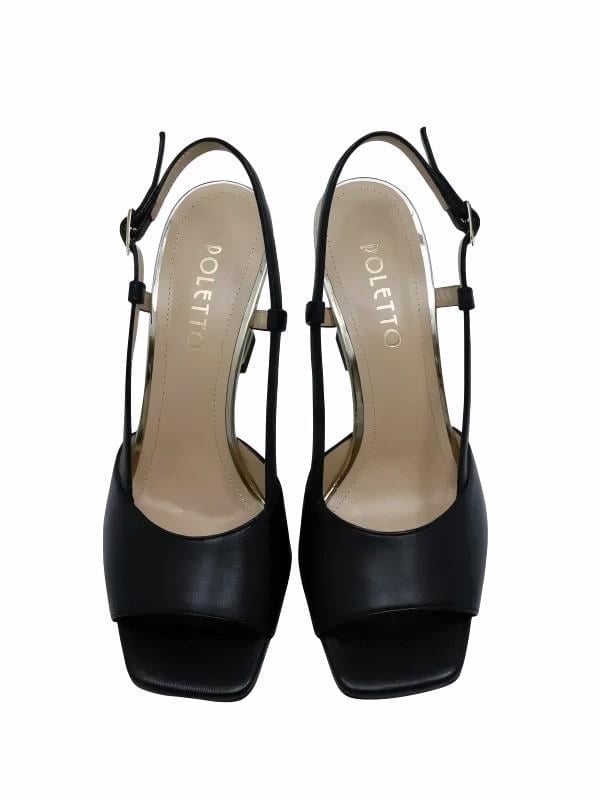 POLETTO  HAKİKİ DERİ SIYAH-ALTIN Sandalet Topuklu 319 260 V1