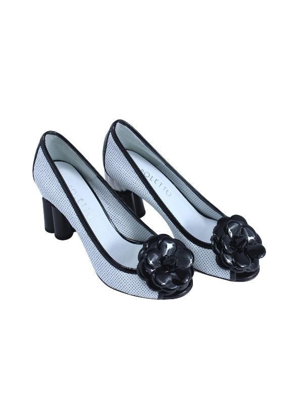 POLETTO  HAKİKİ DERİ SIYAH-BEYAZ Sandalet Topuklu 319 267