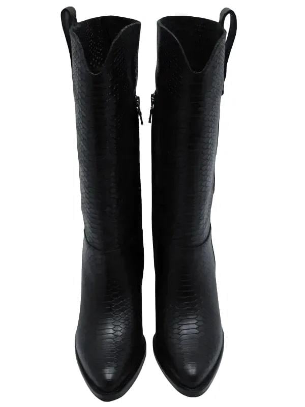 POLETTO  HAKİKİ DERİ SIYAH Çizme Topuklu 855 43 V1 S