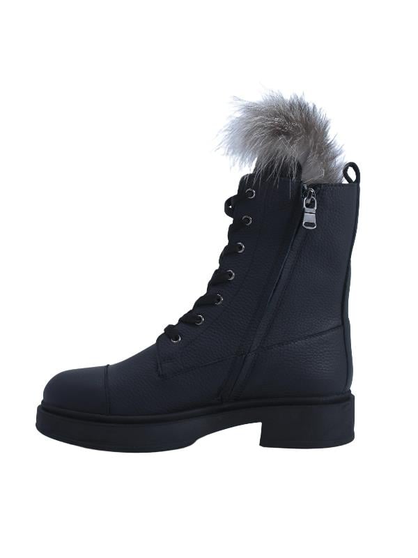 POLETTO  HAKİKİ DERİ SIYAH-GRI Bot Düz  6319 24