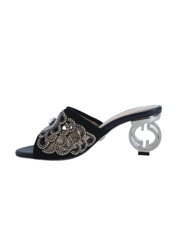 POLETTO  HAKİKİ DERİ SIYAH-GUMUS Terlık Gece/Abiye 1918 22