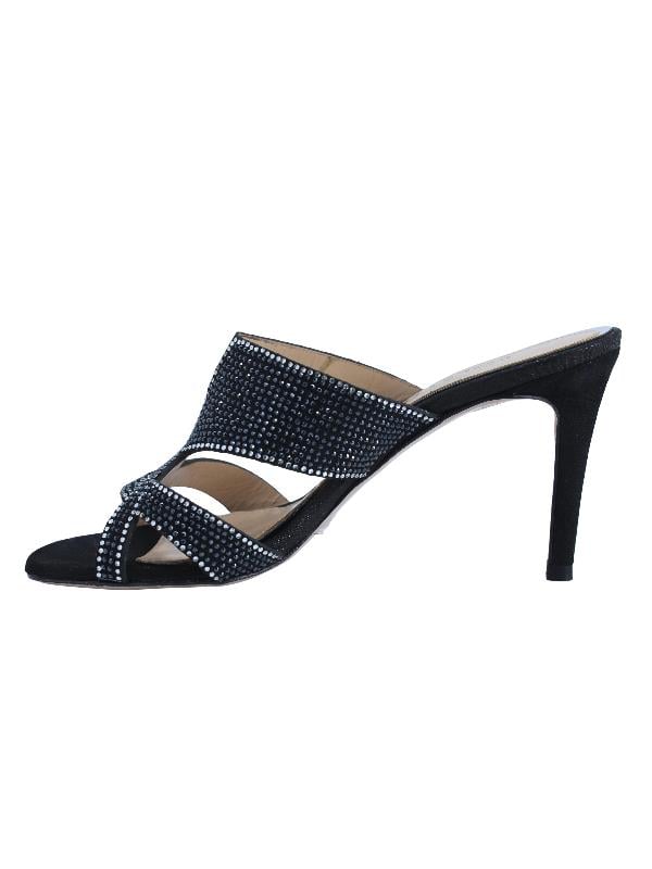 POLETTO  HAKİKİ DERİ SIYAH-GUMUS Terlık Gece/Abiye 380 41