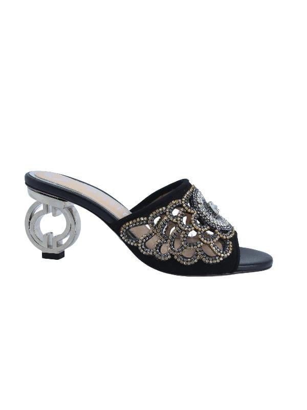 POLETTO  HAKİKİ DERİ SIYAH-GUMUS Terlık Gece/Abiye 1918 22