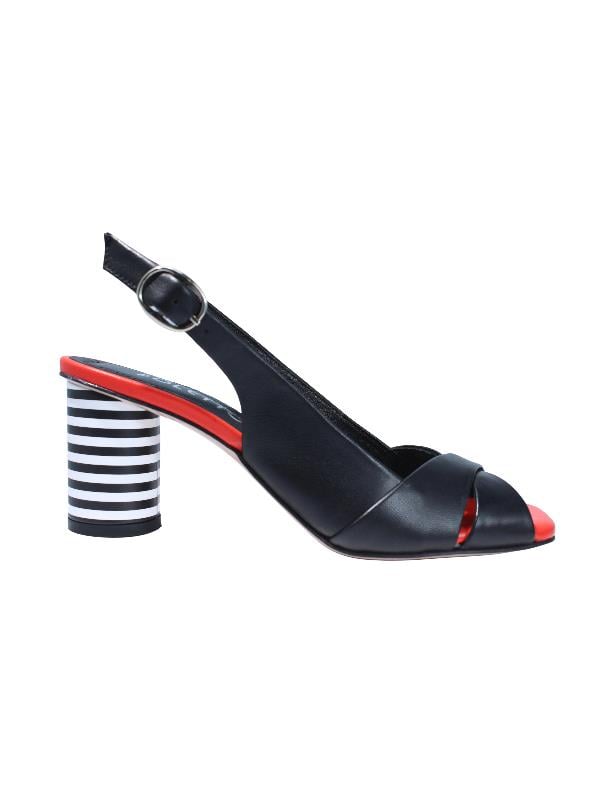 POLETTO  HAKİKİ DERİ SIYAH-NAR Sandalet Topuklu 1918 43