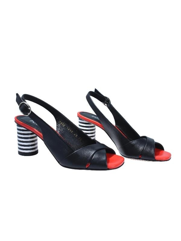 POLETTO  HAKİKİ DERİ SIYAH-NAR Sandalet Topuklu 1918 43