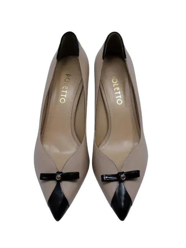 POLETTO  HAKİKİ DERİ SIYAH-NOHUT Ayakkabı Stiletto 9841 115