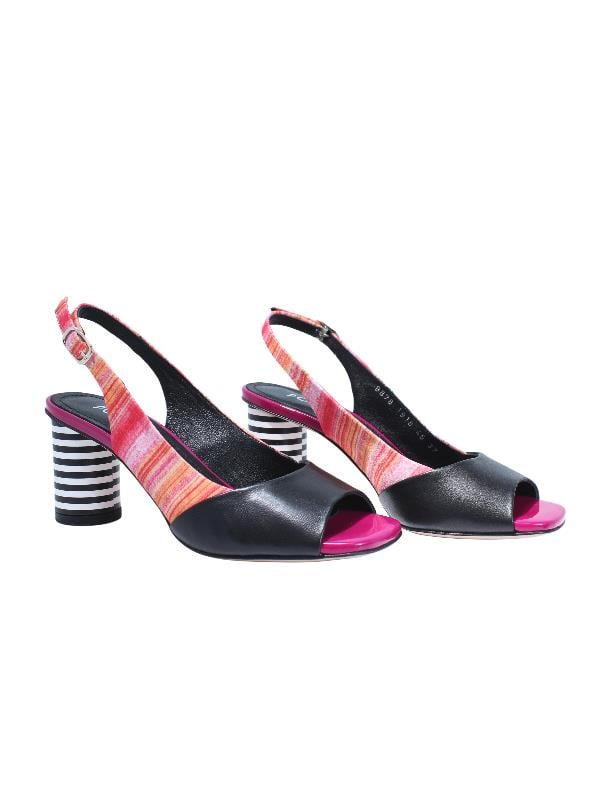 POLETTO  HAKİKİ DERİ SIYAH-PEMBE-FUSYA-BEYAZ Sandalet Topuklu 1918 45 KMS
