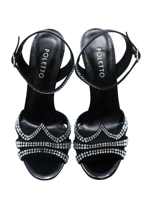 POLETTO  HAKİKİ DERİ SIYAH Sandalet Gece/Abiye 6564 155