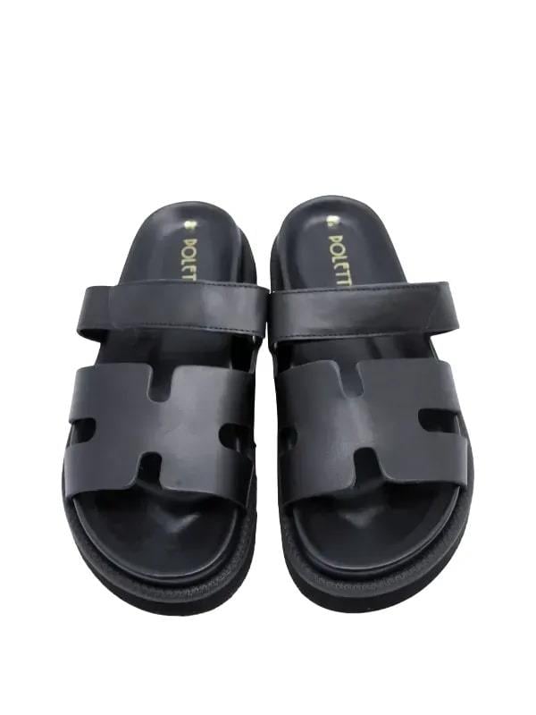 POLETTO  HAKİKİ DERİ SIYAH Terlık Düz 69 678