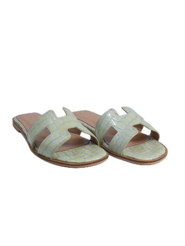 POLETTO  HAKİKİ DERİ SU YESILI Terlık Düz 04 1031