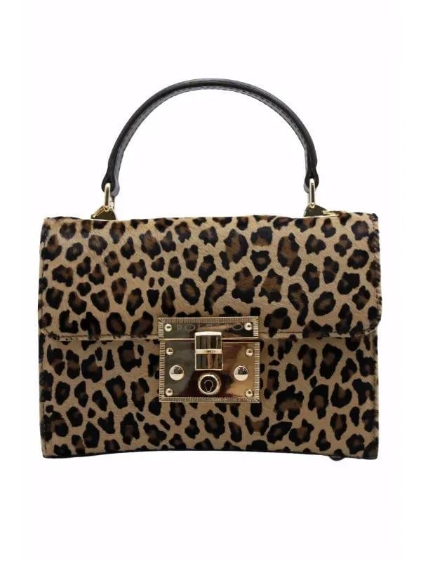 POLETTO  HAKİKİ DERİ TAY LEOPAR-KAHVE Çanta EL Tutmalı CNT 757 V4 TAY