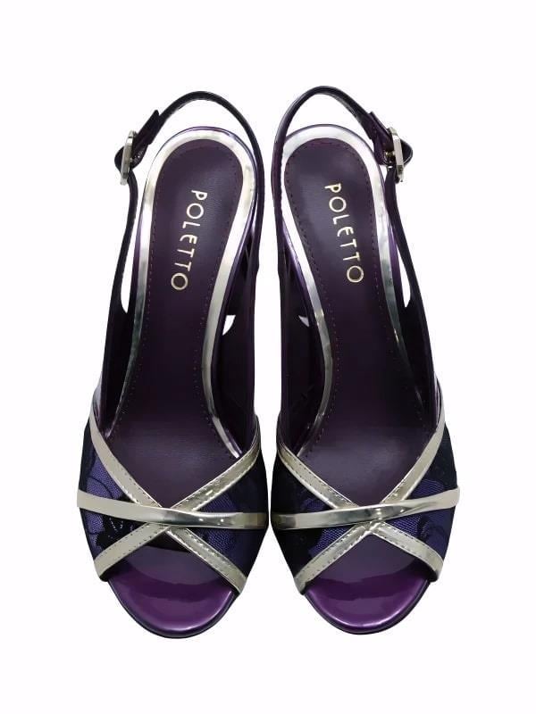 POLETTO  HAKİKİ DERİ /TEKSTİL ALTIN-MOR Sandalet Topuklu 380 13