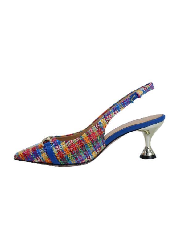 POLETTO  HAKİKİ DERİ /TEKSTİL GOKKUSAGI-MAVI Ayakkabı Stiletto 9841 124 KMS