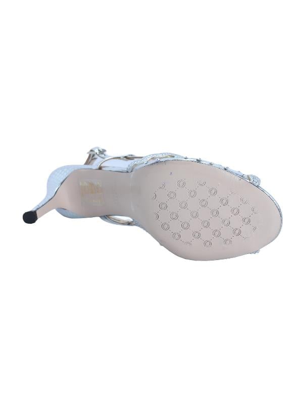 POLETTO  HAKİKİ DERİ /TEKSTİL GUMUS Sandalet Gece/Abiye 380 35