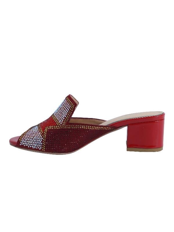 POLETTO  HAKİKİ DERİ /TEKSTİL KIRMIZI-ALTIN Terlık Gece/Abiye 169 186