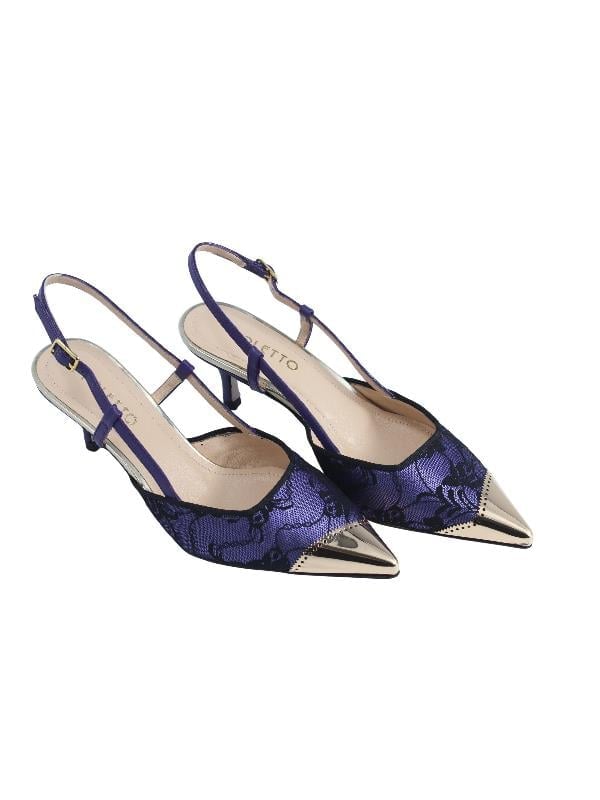 POLETTO  HAKİKİ DERİ /TEKSTİL MOR-ALTIN Ayakkabı Stiletto 9841 59