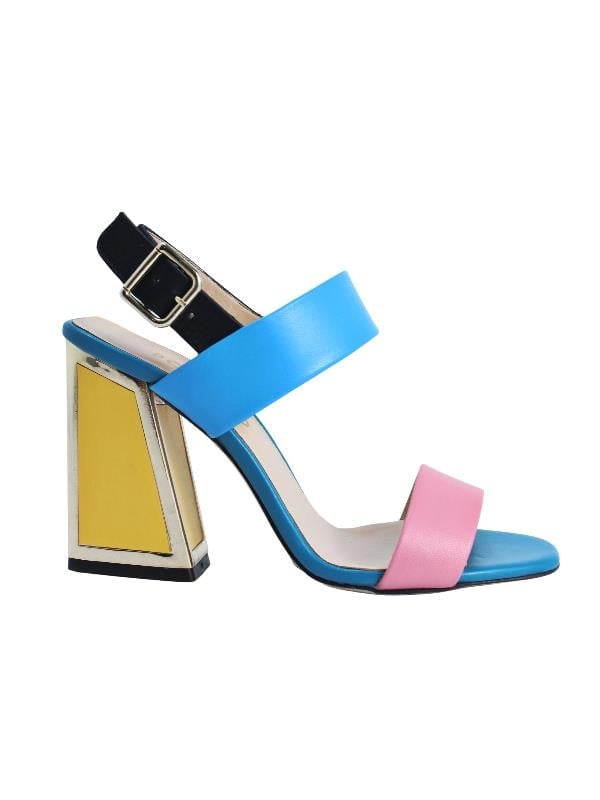 POLETTO  HAKİKİ DERİ /TEKSTİL PEMBE-SIYAH-SARI Sandalet Topuklu 6564 161 V1