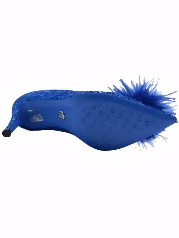 POLETTO  HAKİKİ DERİ /TEKSTİL SAX MAVI Ayakkabı Gece/Abiye 9839 44