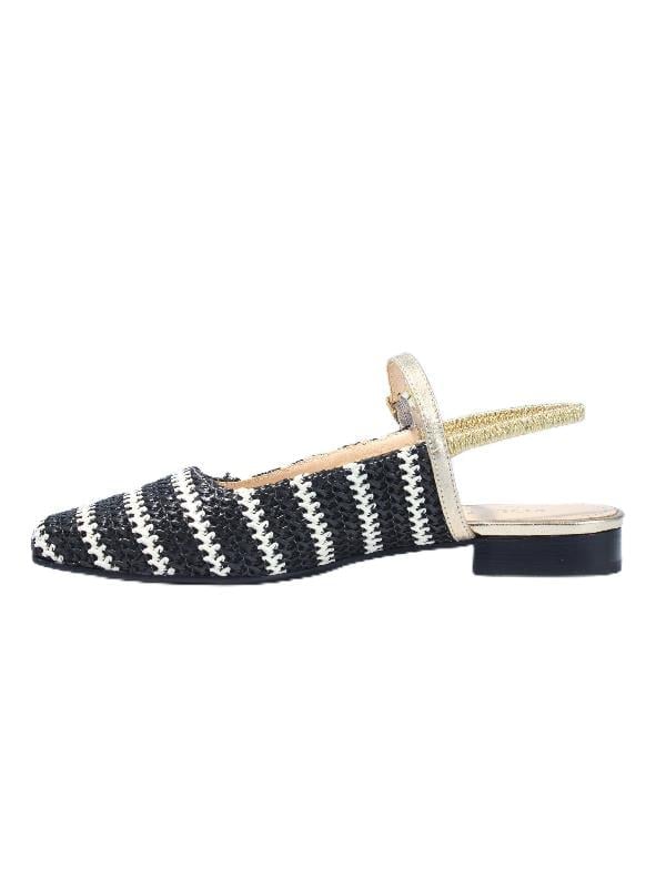 POLETTO  HAKİKİ DERİ /TEKSTİL SIYAH-ALTIN Babet Terlik 4069 16 V1 KMS