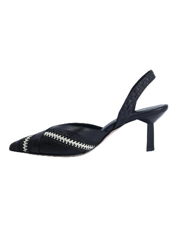 POLETTO  HAKİKİ DERİ /TEKSTİL SIYAH-BEYAZ Ayakkabı Stiletto 9841 127 V1 KMS