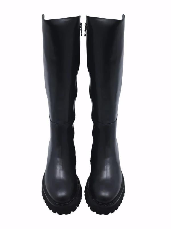 POLETTO  HAKİKİ DERİ /TEKSTİL SIYAH Çizme Düz  5780 77 S