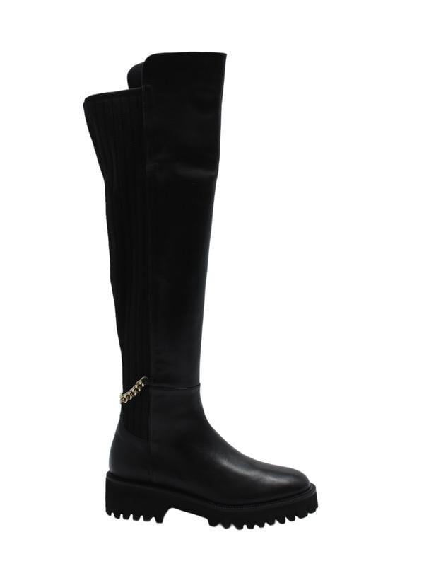 POLETTO  HAKİKİ DERİ /TEKSTİL SIYAH Çizme Düz  5780 57