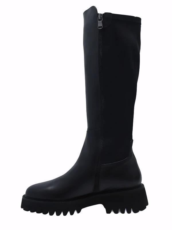 POLETTO  HAKİKİ DERİ /TEKSTİL SIYAH Çizme Düz  5780 77 S