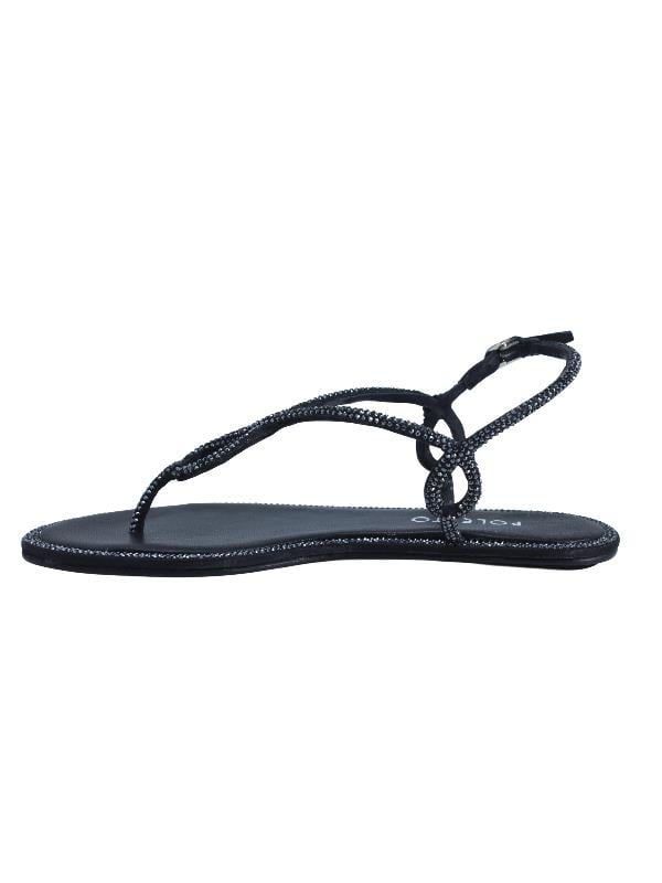 POLETTO  HAKİKİ DERİ /TEKSTİL SIYAH Sandalet Düz Terlik 0197 285