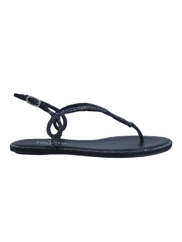 POLETTO  HAKİKİ DERİ /TEKSTİL SIYAH Sandalet Düz Terlik 0197 285