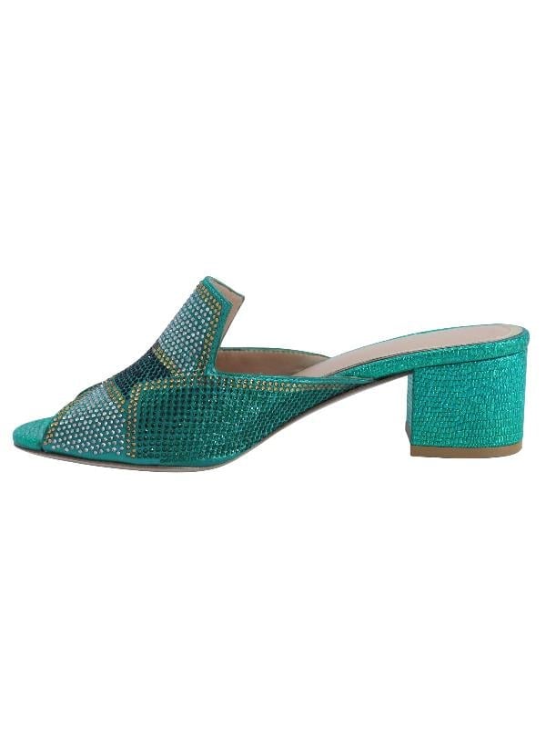 POLETTO  HAKİKİ DERİ /TEKSTİL YESIL Terlık Gece/Abiye 169 186