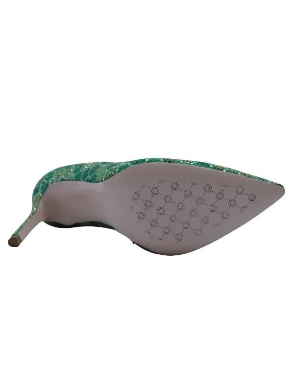 POLETTO  HAKİKİ DERİ YESIL-ALTIN Ayakkabı Gece/Abiye 2536 08 V5