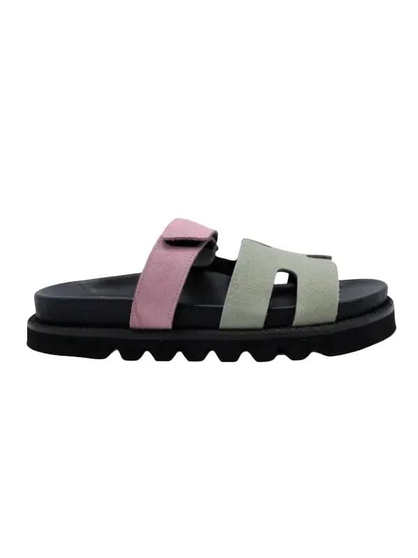 POLETTO  HAKİKİ DERİ YESIL-PEMBE Terlık Düz 69 678