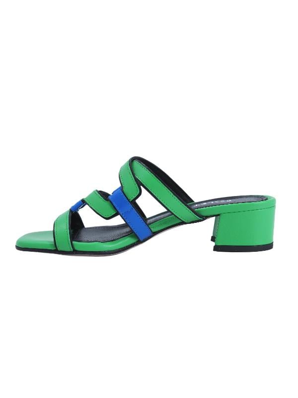 POLETTO  HAKİKİ DERİ YESIL-SIYAH-SAX MAVI Terlık Topuklu 544 24