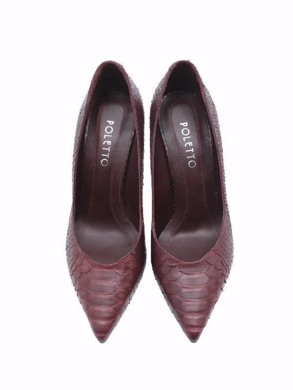 POLETTO  HAKİKİ YILAN DERİ BORDO Ayakkabı Stiletto 4924 84 YLN