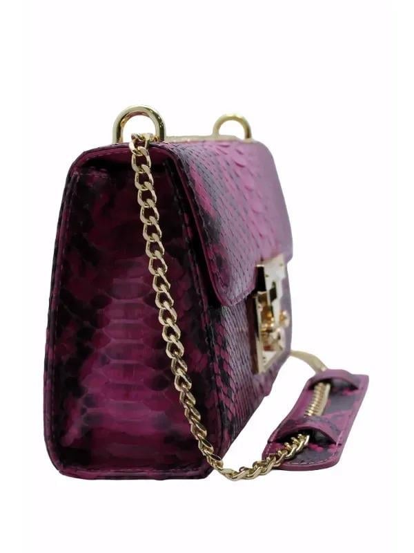 POLETTO  HAKİKİ YILAN DERİ FUSYA Çanta Omuz askılı CNT 757 V1 YLN