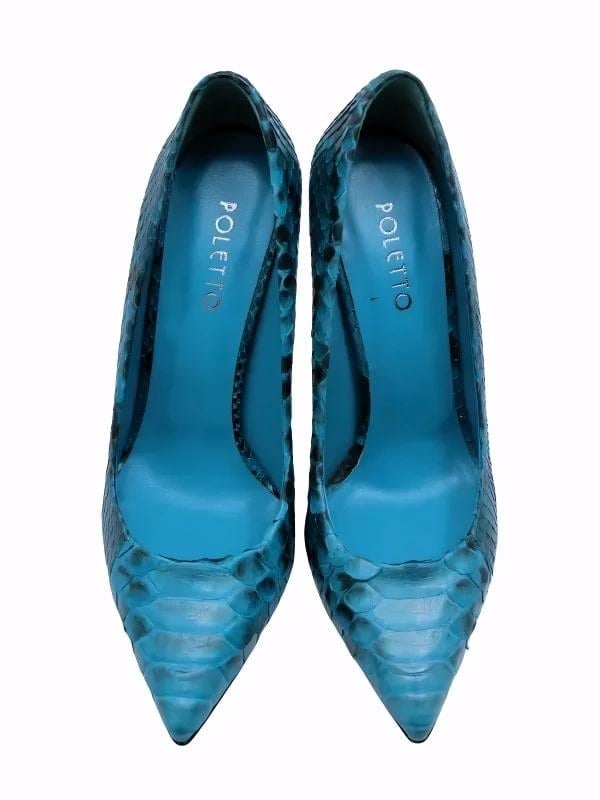 POLETTO  HAKİKİ YILAN DERİ MAVI Ayakkabı Stiletto 2536 05 YLN
