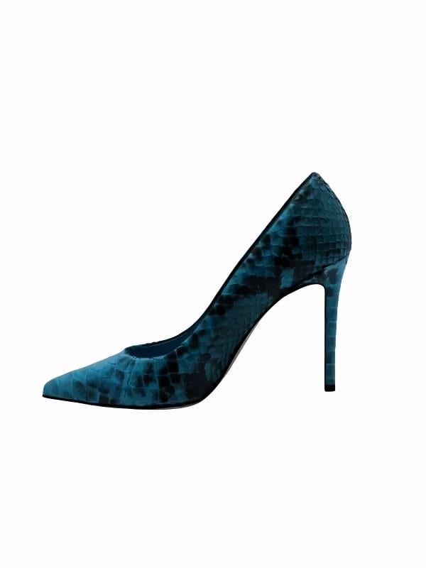 POLETTO  HAKİKİ YILAN DERİ MAVI Ayakkabı Stiletto 2536 05 YLN