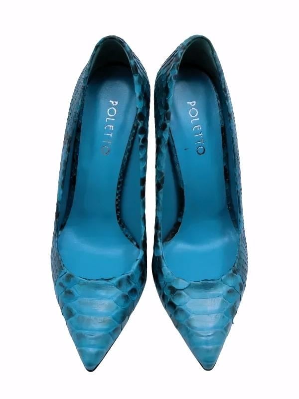 POLETTO  HAKİKİ YILAN DERİ MAVI Ayakkabı Stiletto 2536 05 YLN