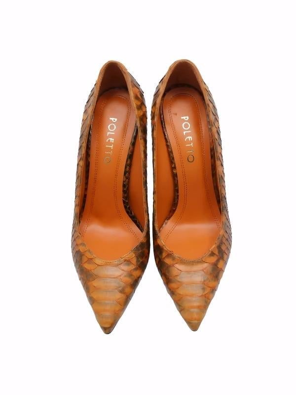 POLETTO  HAKİKİ YILAN DERİ TURUNCU Ayakkabı Stiletto 4924 84 YLN