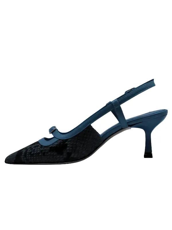 POLETTO  HAKİKİ YILAN/HAKİKİ DERİ BUZ MAVI-MAVI Ayakkabı Stiletto 9841 110 YLN