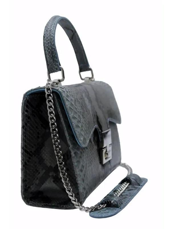 POLETTO  HAKİKİ YILAN/HAKİKİ DERİ BUZ MAVI-MAVI Çanta EL Tutmalı CNT 819 YLN