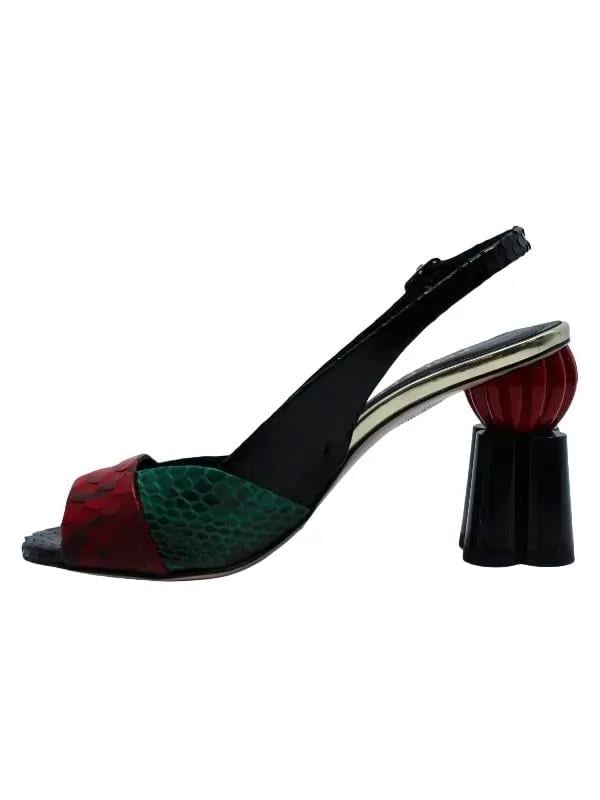 POLETTO  HAKİKİ YILAN/HAKİKİ DERİ KIRMIZI-YESIL-SIYAH-ALTIN Sandalet Topuklu 319 255 YLN