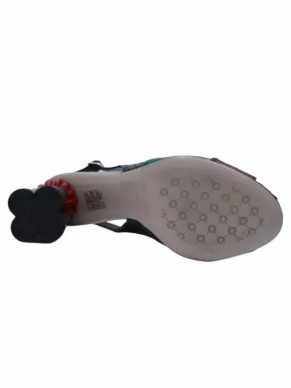 POLETTO  HAKİKİ YILAN/HAKİKİ DERİ KIRMIZI-YESIL-SIYAH-ALTIN Sandalet Topuklu 319 255 YLN