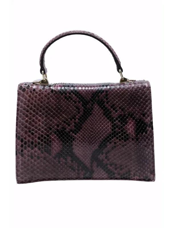 POLETTO  HAKİKİ YILAN/HAKİKİ DERİ MURDUM-MOR Çanta EL Tutmalı CNT 814 V2 YLN